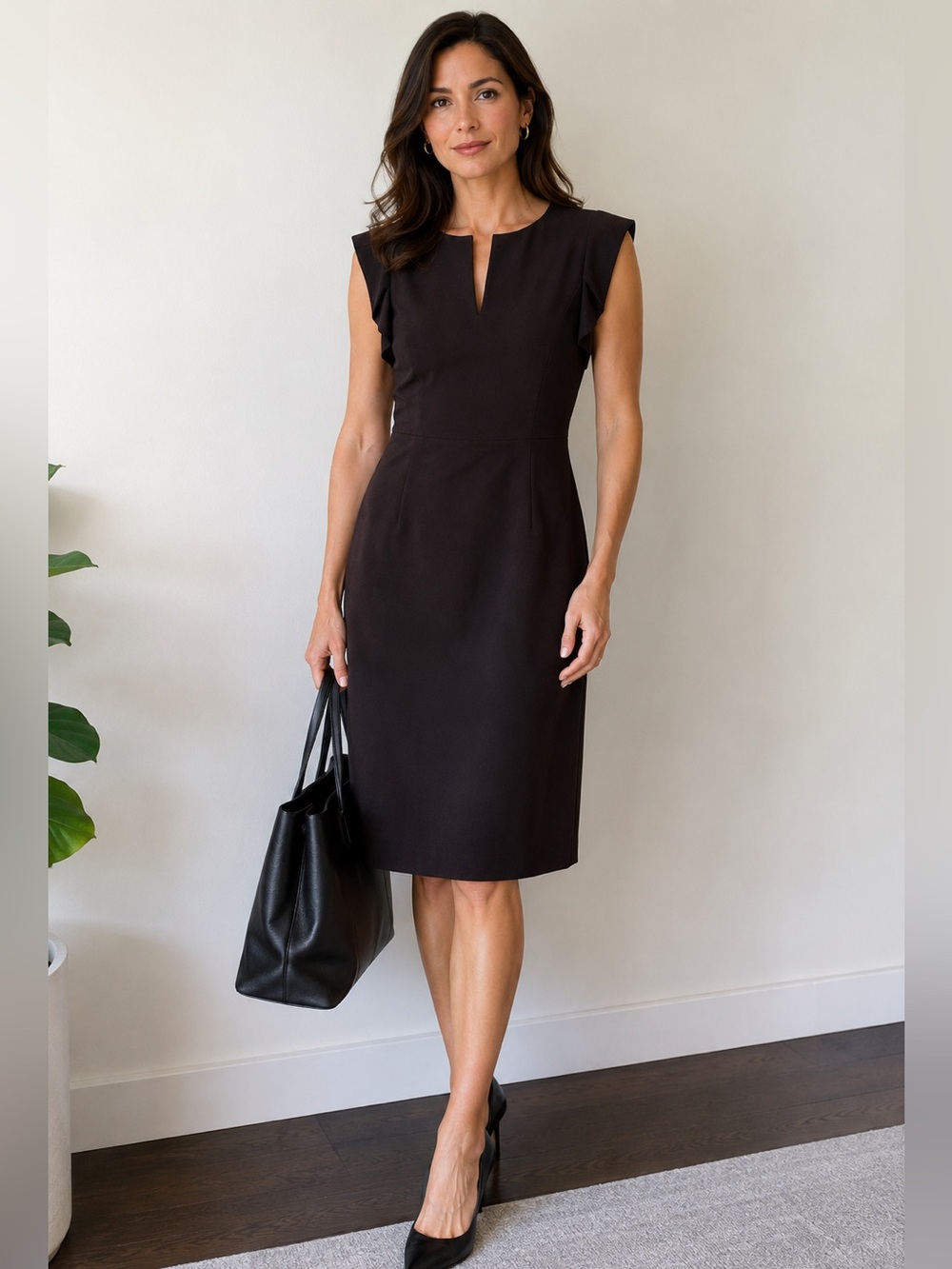 NWT Halston Black Sheath Dress Size 10 Minimalist